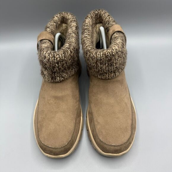 Skechers Comfort Boots Womens Winter Snow Brown Ankle Top Pull On Size 9 - Picture 4 of 11